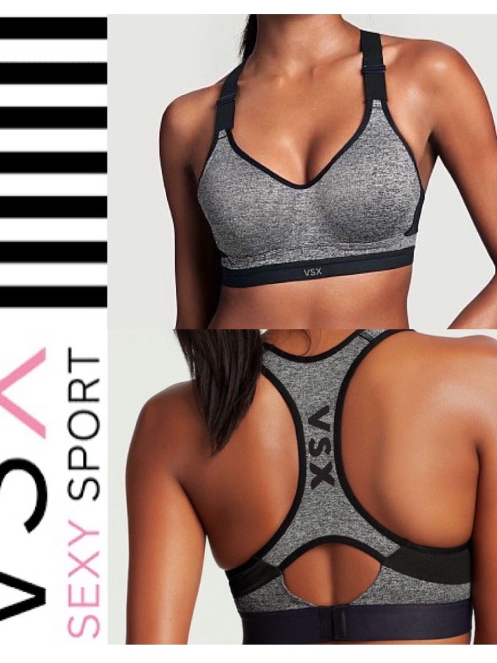 Victoria's Secret Grey & Black Racerback Sports Bra